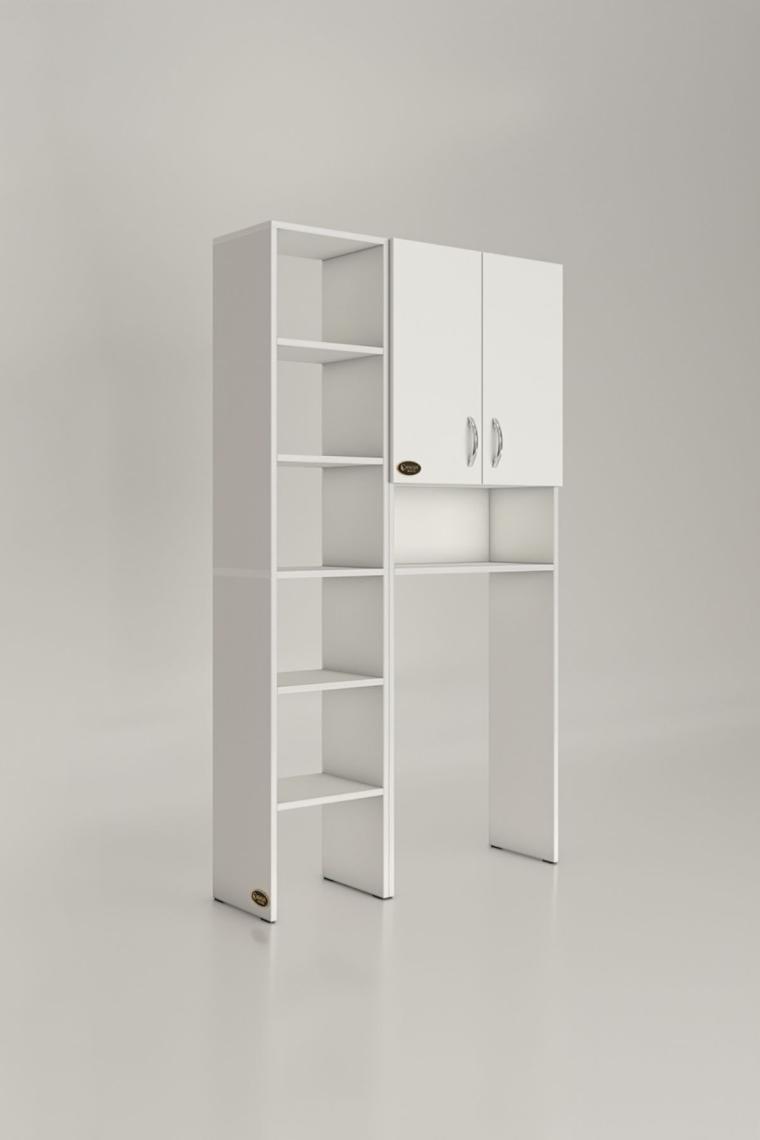 Kenzlife çamaşır makinesi dolabı sinemmaks byz 180*096*30 banyo arkalıklı + tekli duvar rafı hediyeli