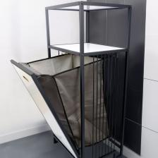Digithome Metal Kirli Sepetli 2 Raflı Çok Amaçlı Banyo Düzenleyici Raf Organizer Siyah-Beyaz – MRS-010 C1-1-369