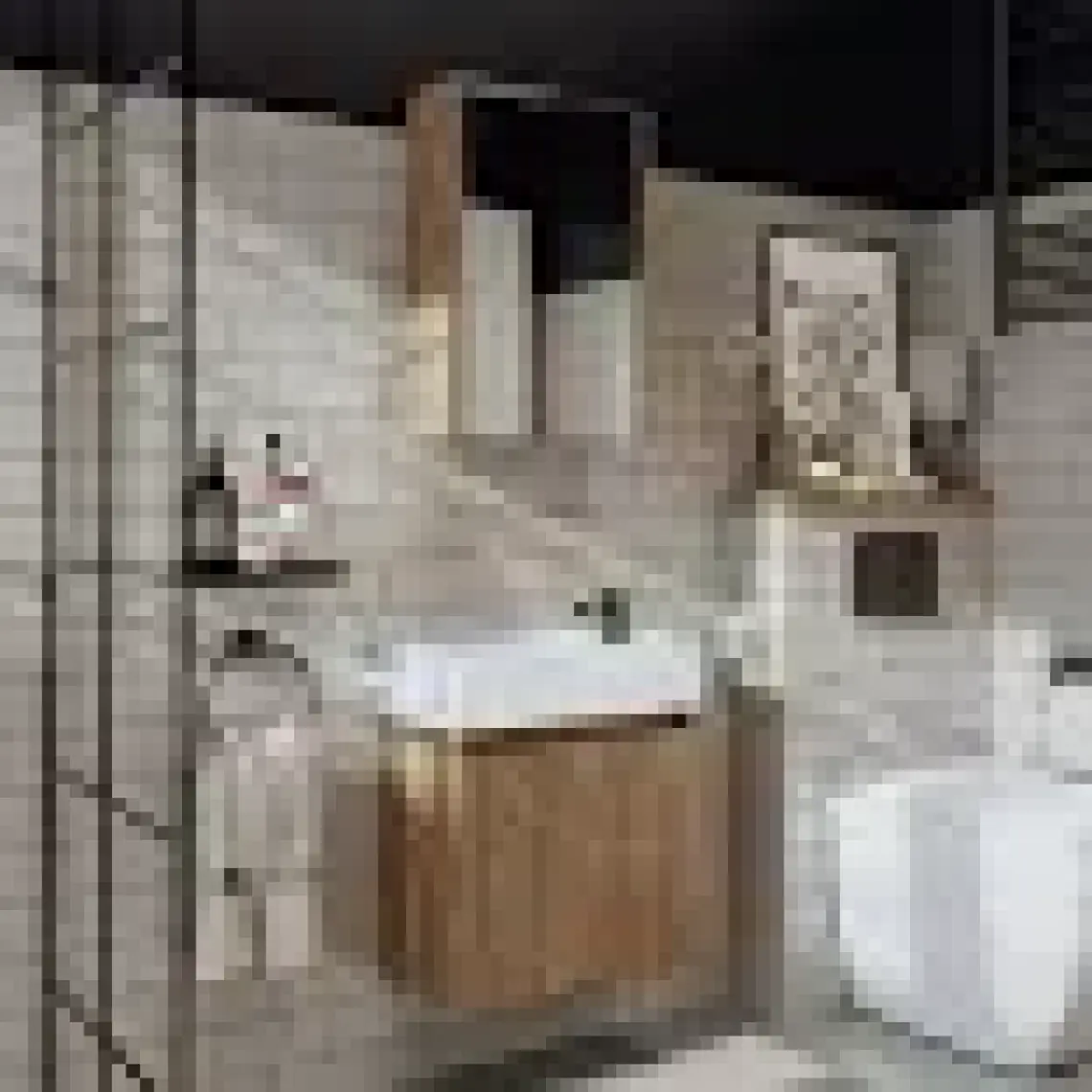 Roomart Ayaksız Tek Kapaklı Lavabolu 50 cm Banyo Dolabı ve Aynalı Üst Dolabı