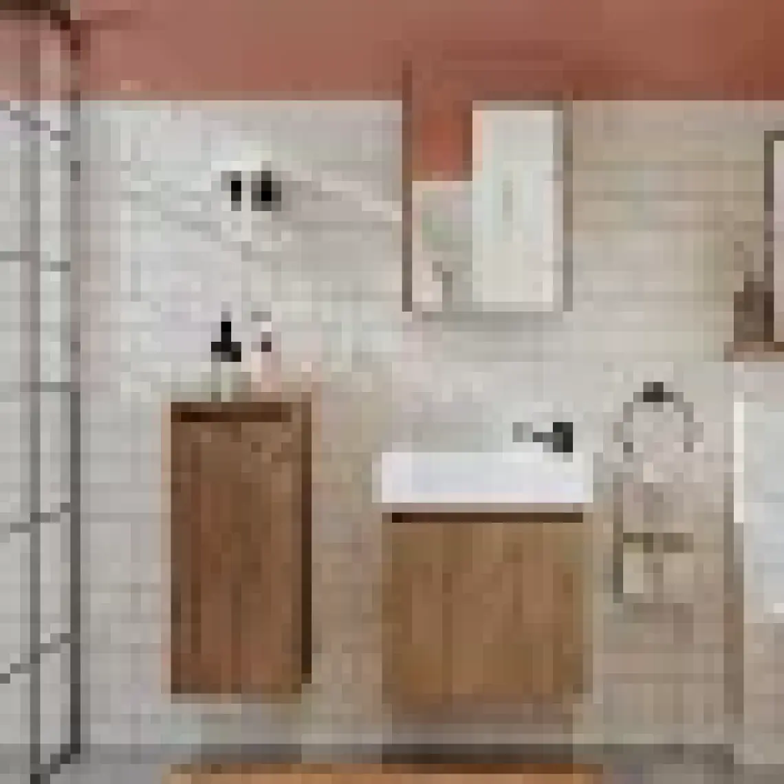 Roomart Ayaksız Tek Kapaklı Lavabolu 50 cm Banyo Dolabı ve Aynalı Üst Dolabı