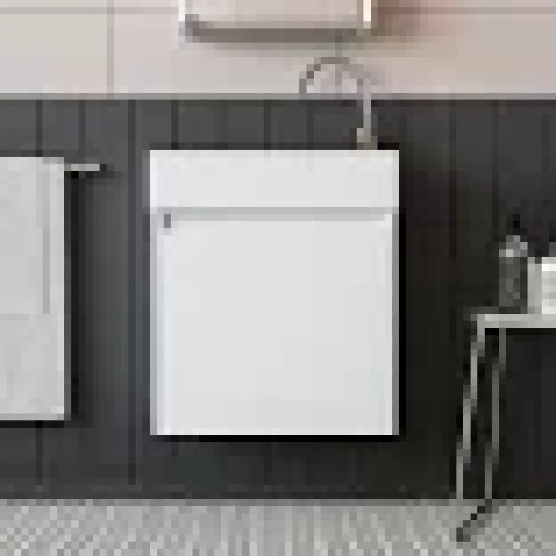 Roomart Ayaksız Tek Kapaklı Lavabolu 50 cm Banyo Dolabı ve Aynalı Üst Dolabı