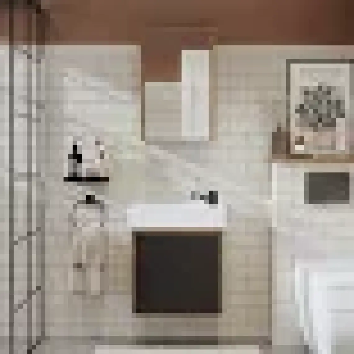 Roomart Ayaksız Tek Kapaklı Lavabolu 50 cm Banyo Dolabı ve Aynalı Üst Dolabı