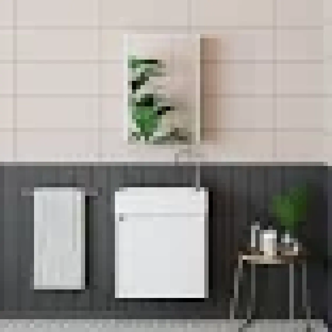 Roomart Ayaksız Tek Kapaklı Lavabolu 50 cm Banyo Dolabı ve Aynalı Üst Dolabı