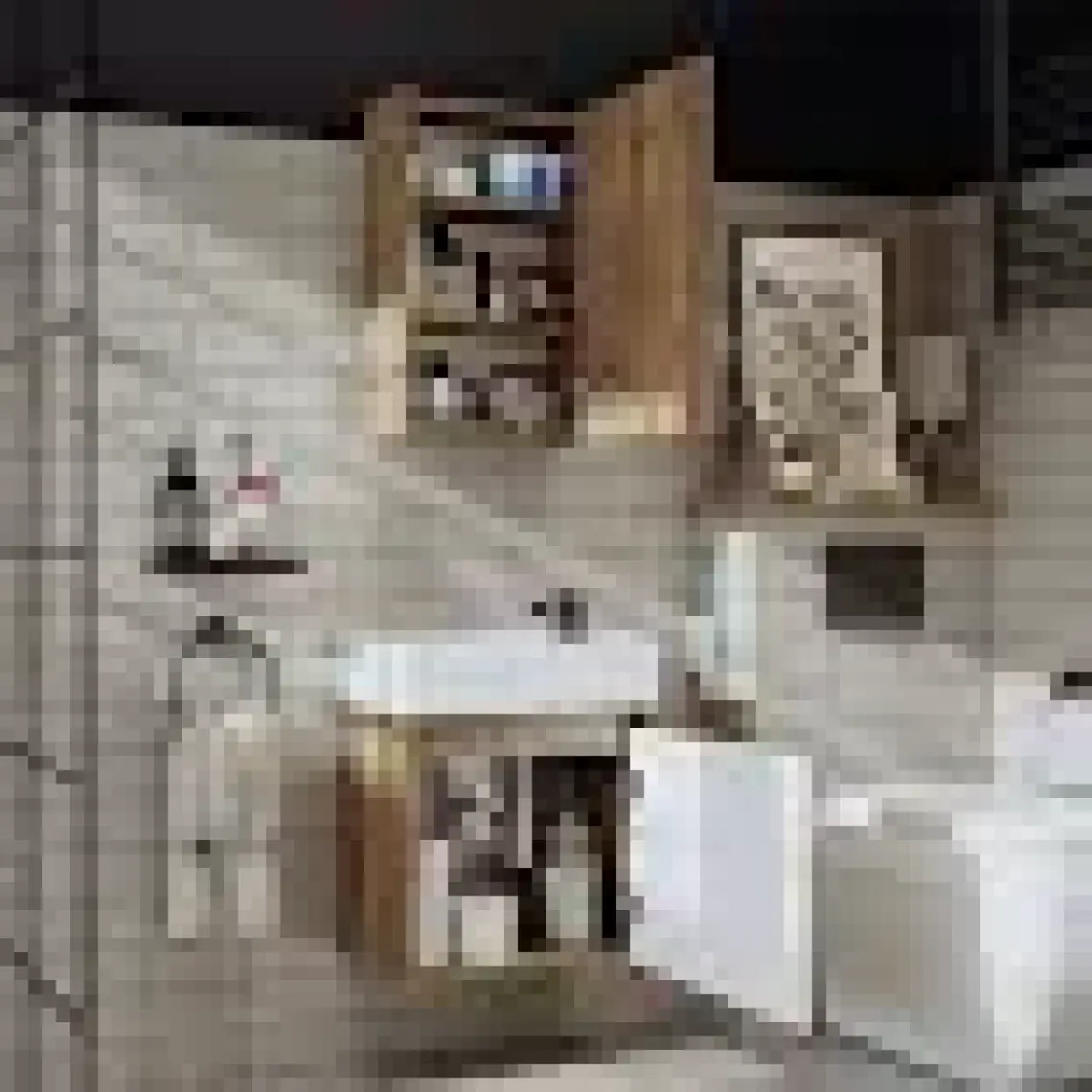 Roomart Ayaksız Tek Kapaklı Lavabolu 50 cm Banyo Dolabı ve Aynalı Üst Dolabı