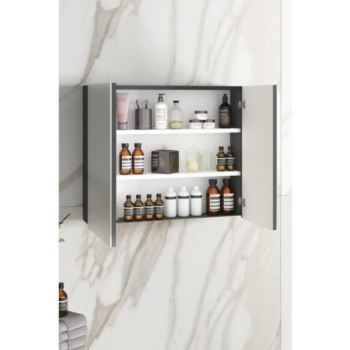 Özceden Çiğdem 80 cm Antrasit Gri Mat Mdf Aynalı Asma Banyo Üst Dolabı