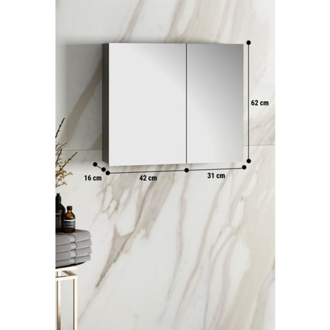 Özceden Çiğdem 80 cm Antrasit Gri Mat Mdf Aynalı Asma Banyo Üst Dolabı