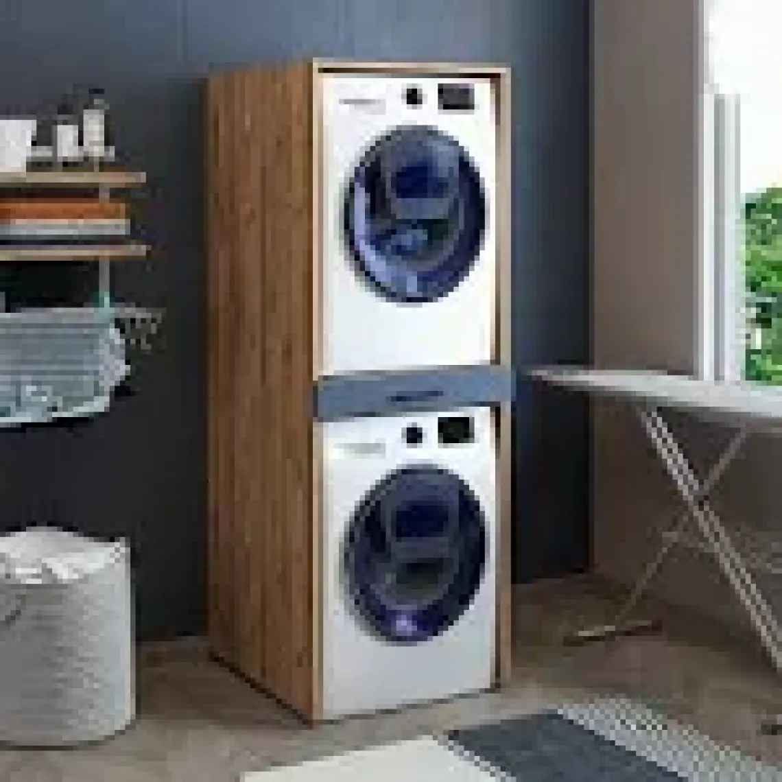 Roomart Çamaşır ve Kurutma Makinesi Dolabı Mat Beyaz