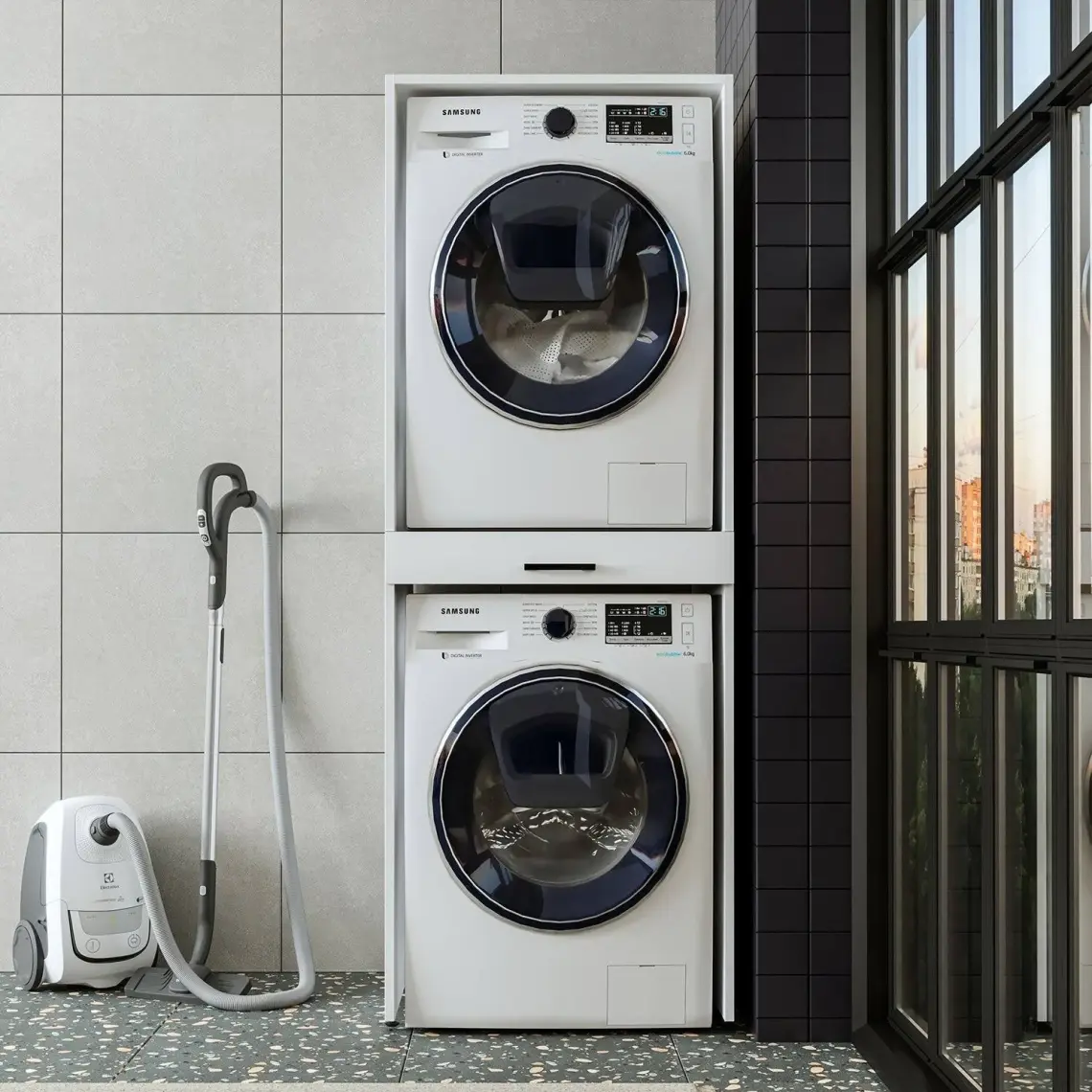 Roomart Çamaşır ve Kurutma Makinesi Dolabı Mat Beyaz
