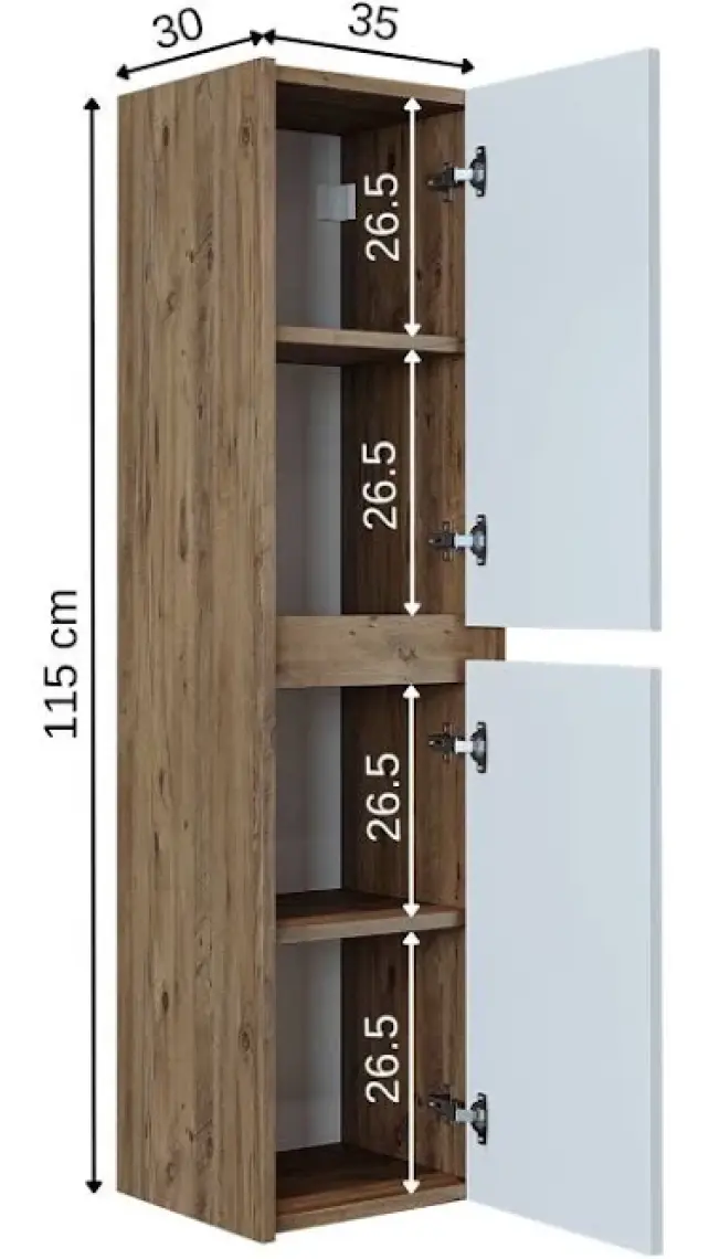Banos Roomart 2 Kapaklı Lavabolu Beyaz Mdf 65 cm Banyo Dolabı + Aynalı Banyo Üst Dolabı