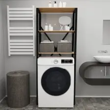Güzelkan Madeni Eşya Çamaşır Makinesi Üstü Düzenleyici Raf Banyo Dolabı Rafı Makina Üstü Dolap Raf Çam
