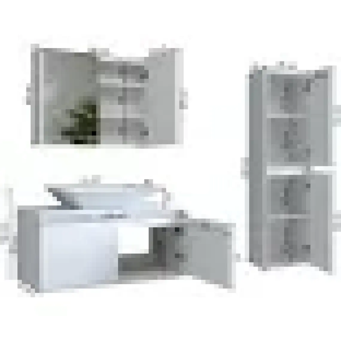 Banos Banyo Roomart Lavabolu Mat Beyaz Mdf 100 Cm Banyo Dolabı + Aynalı Banyo Üst Dolabı + Banyo Boy Dolabı