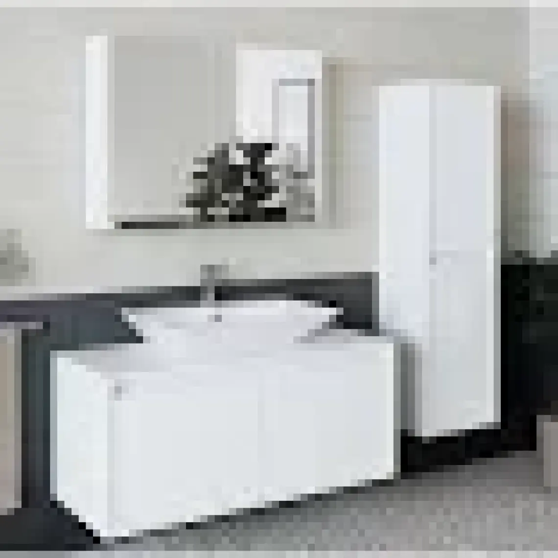 Banos Banyo Roomart Lavabolu Mat Beyaz Mdf 100 Cm Banyo Dolabı + Aynalı Banyo Üst Dolabı + Banyo Boy Dolabı