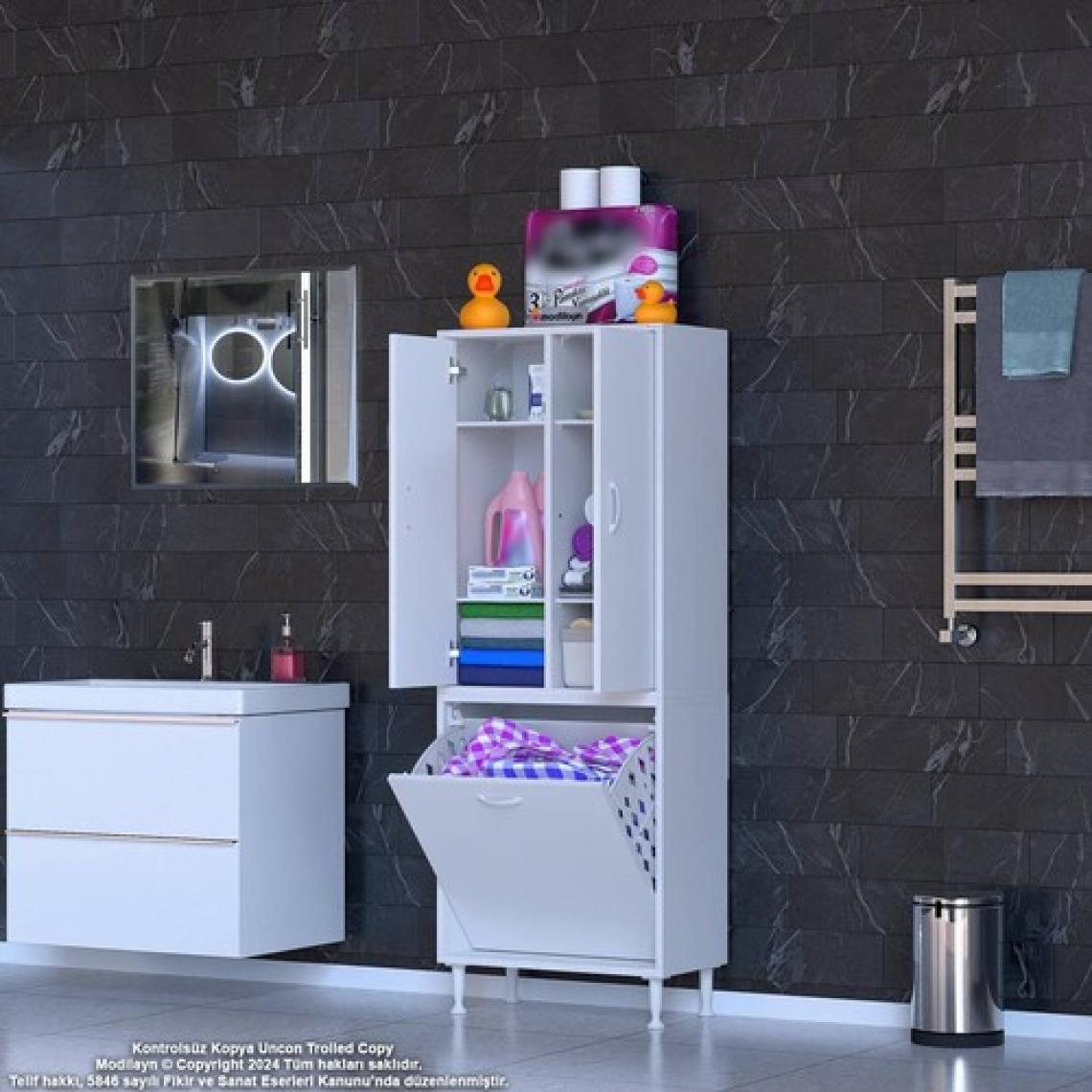Modilayn YENİ İNCİ 55 x 165 cm Kapaklı Ve Çamaşır Hazneli Banyo & Mutfak Dolabı