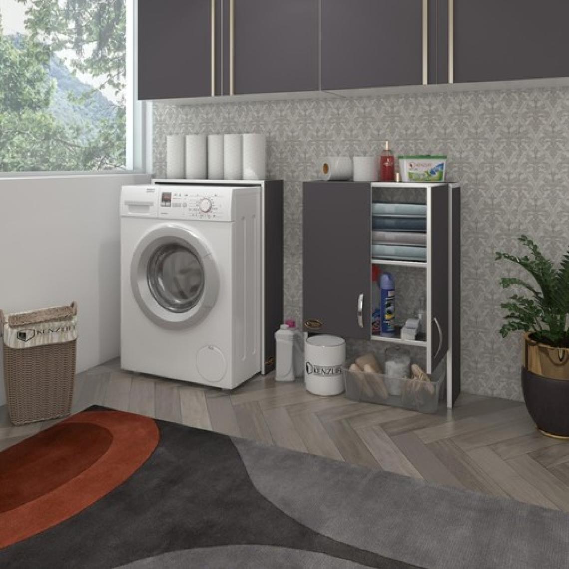 Kenzlife çamaşır makinesi dolabı veronika gri 180*066*20 banyo çift kapaklı arkalıksız