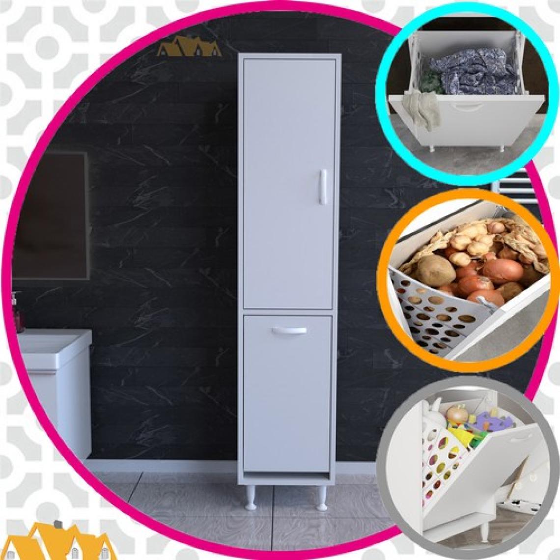 Modilayn Ecrin 40X136 cm Çamaşır ve Erzak Bölmeli Çok Amaçlı Dolap