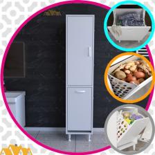Modilayn Ecrin 40X136 cm Çamaşır ve Erzak Bölmeli Çok Amaçlı Dolap