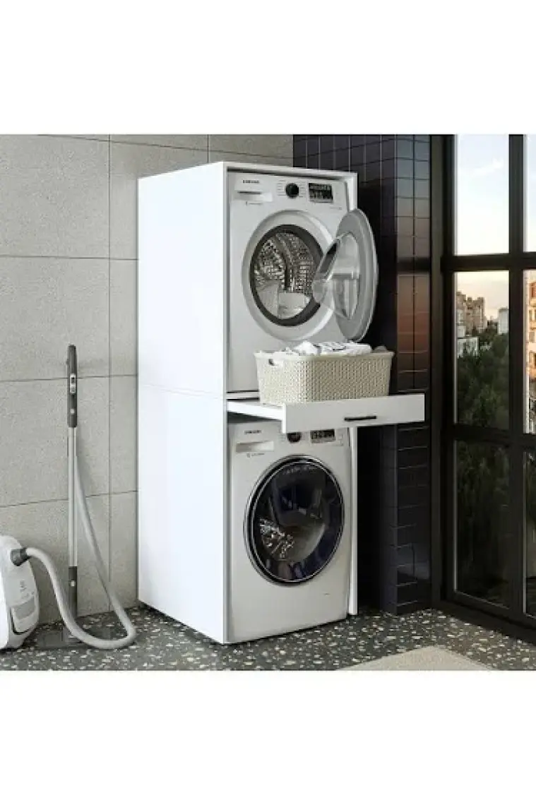 Roomart Çamaşır ve Kurutma Makinesi Dolabı Mat Beyaz