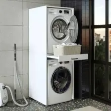 Roomart Çamaşır ve Kurutma Makinesi Dolabı Mat Beyaz