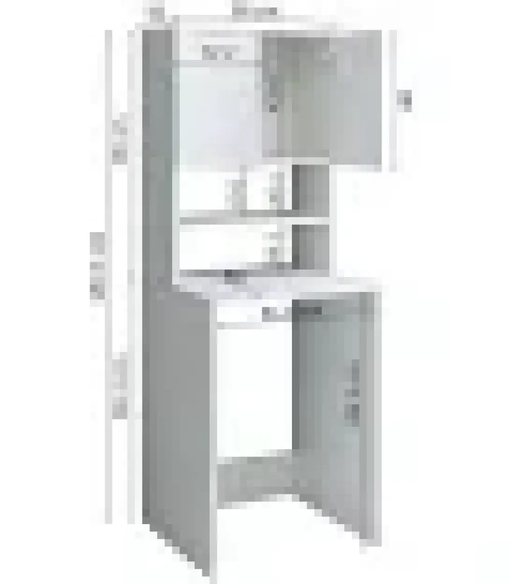 Banos Banyo Roomart Cd9 Çamaşır Makinesi Dolabı 3 Raflı 2 Kapaklı Banyo Dolabı Mat Beyaz-Ahşap
