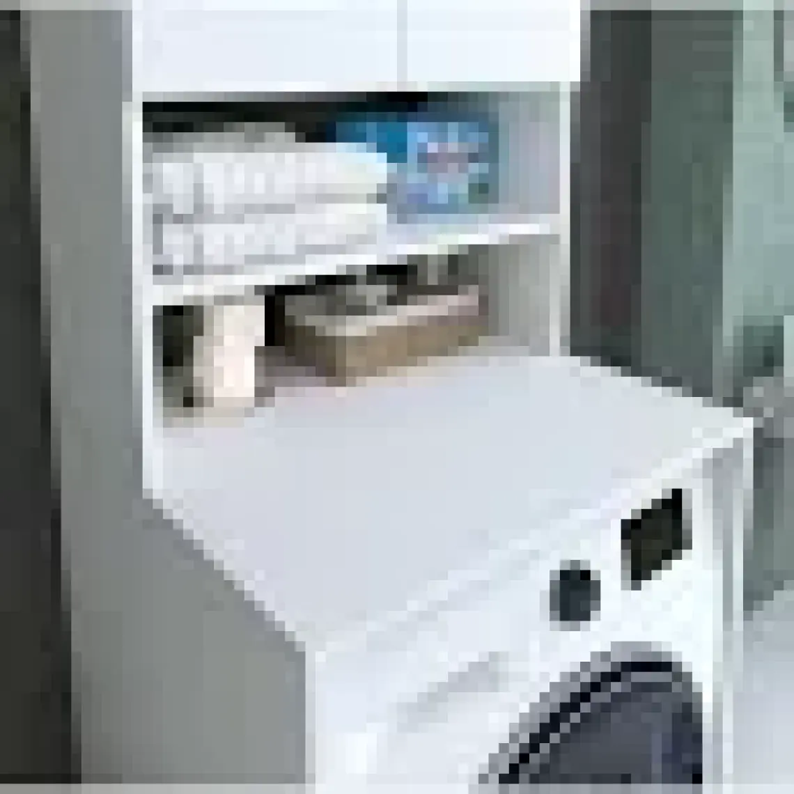 Banos Banyo Roomart Cd9 Çamaşır Makinesi Dolabı 3 Raflı 2 Kapaklı Banyo Dolabı Mat Beyaz-Ahşap
