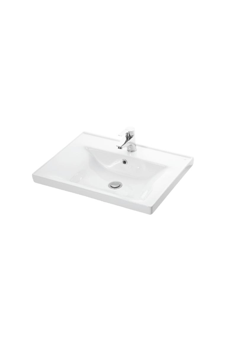Özceden Çiğdem 65+35 cm Atlantik Çam- Antrasit Gri Mat Mdf Seramik Lavabolu Asma Banyo Dolabı Takımı