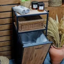 Digithome Metal Kirli Sepetli 2 Raflı Çok Amaçlı Banyo Düzenleyici Raf Organizer Siyah - MRS-003 C1-1-369