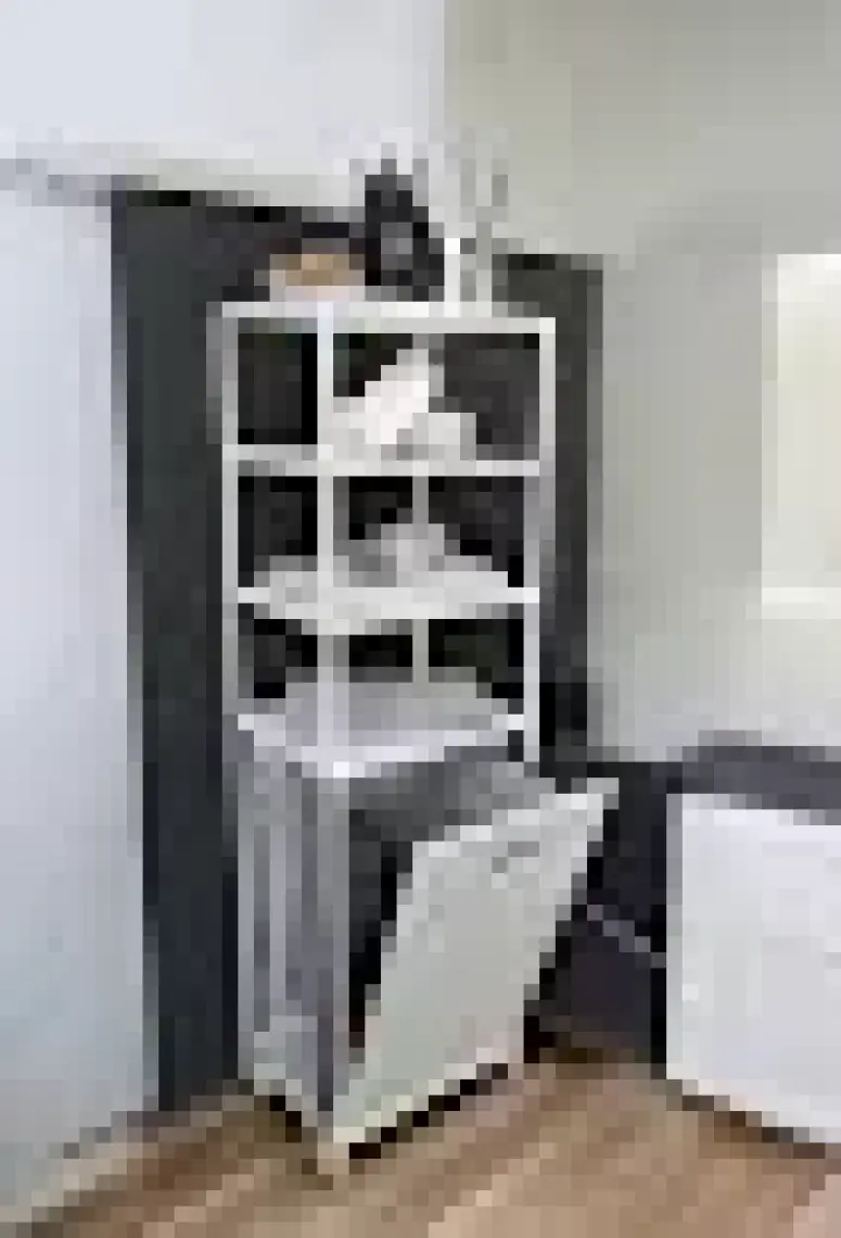 Digithome Metal Kirli Sepetli 4 Raflı Çok Amaçlı Banyo Düzenleyici Raf Organizer Beyaz/beyaz – MRS-015 C1-1-369