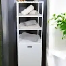 Digithome Metal Kirli Sepetli 4 Raflı Çok Amaçlı Banyo Düzenleyici Raf Organizer Beyaz/beyaz – MRS-015 C1-1-369