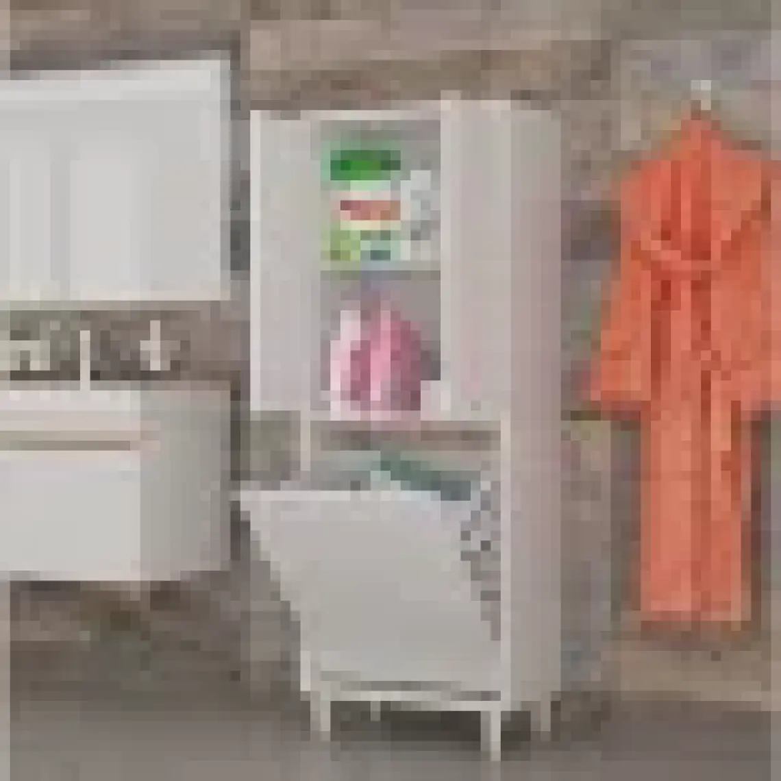MODİLAYN Gamzem BANYO 55 x 138 cm Çamaşır Bölmeli Banyo Dolabı