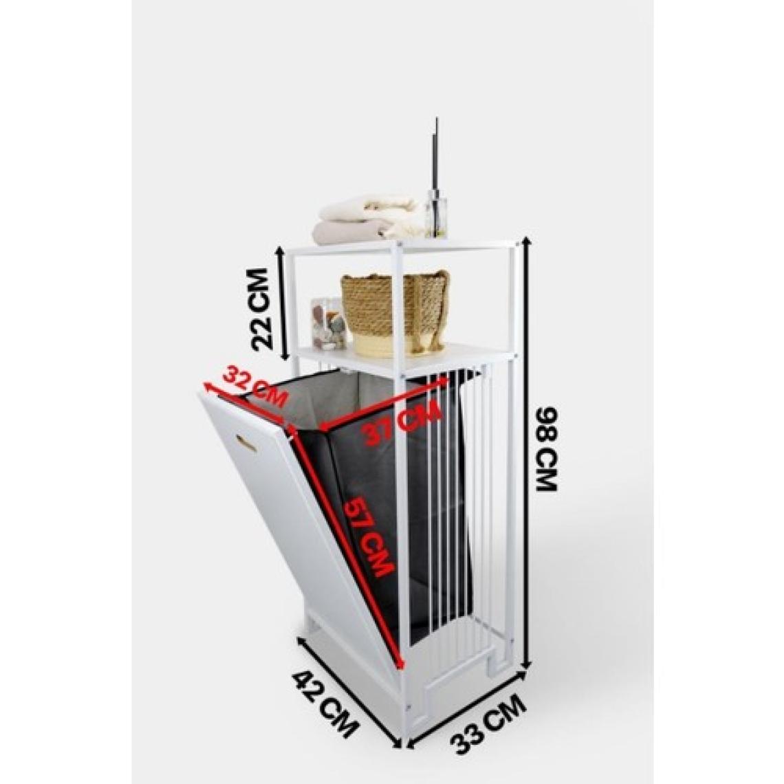Digithome Metal Kirli Sepetli 2 Raflı Çok Amaçlı Banyo Düzenleyici Raf Organizer Beyaz – MRS-007 C1-1-369