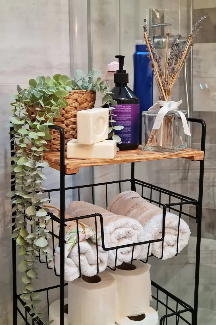 Digithome Ahşap Metal Çok Amaçlı 3 Katlı Banyo Düzenleyici Organizer