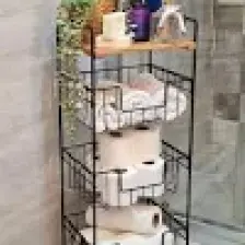 Digithome Ahşap Metal Çok Amaçlı 3 Katlı Banyo Düzenleyici Organizer