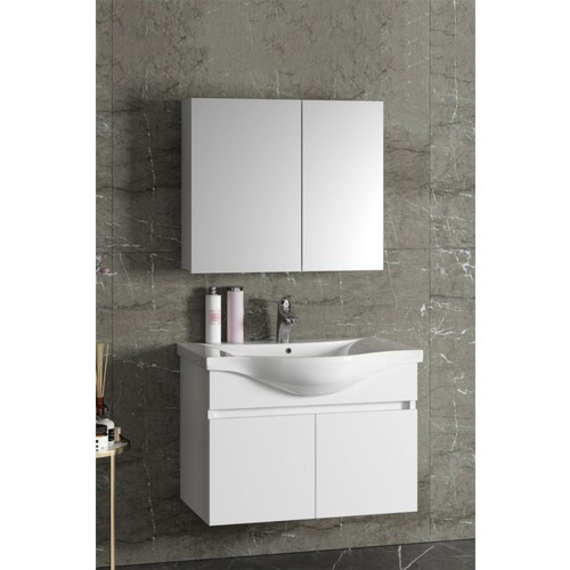 Özceden Yıldız 80 cm Beyaz Mdf Seramik Lavabolu Asma Banyo Dolabı Takımı