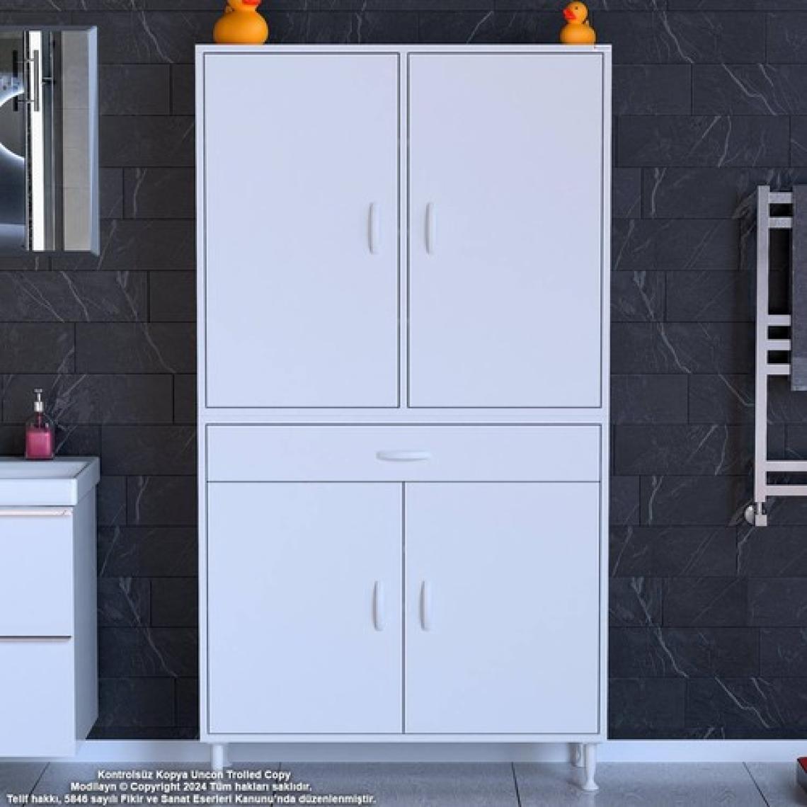 modilayn Yeni Afra 100 x 173 x 32,5 cm 1 Çekmece 4 Kapak 7 Raf 10 Bölme Çok Amaçlı Banyo & Mutfak Dolabı