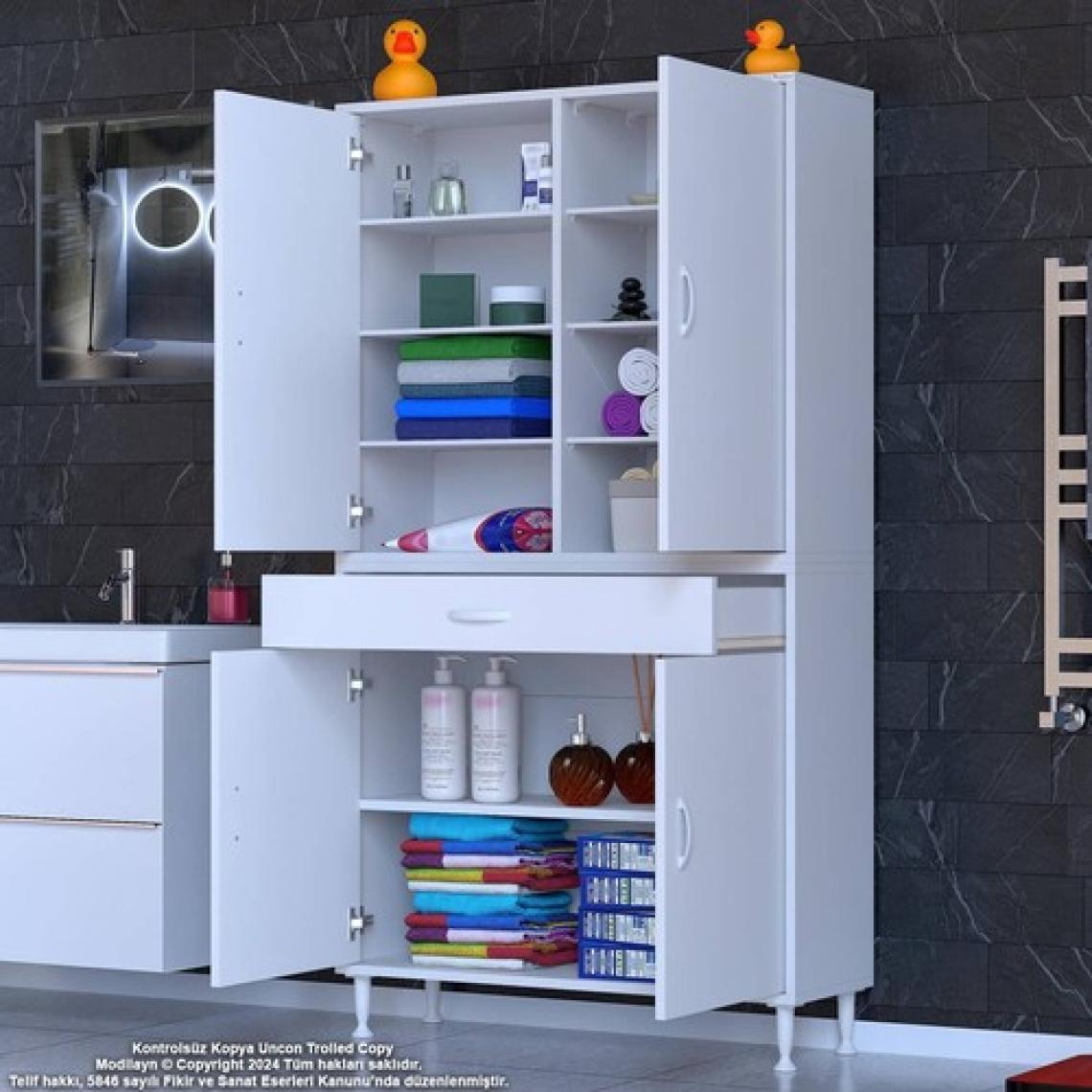 modilayn Yeni Afra 100 x 173 x 32,5 cm 1 Çekmece 4 Kapak 7 Raf 10 Bölme Çok Amaçlı Banyo & Mutfak Dolabı