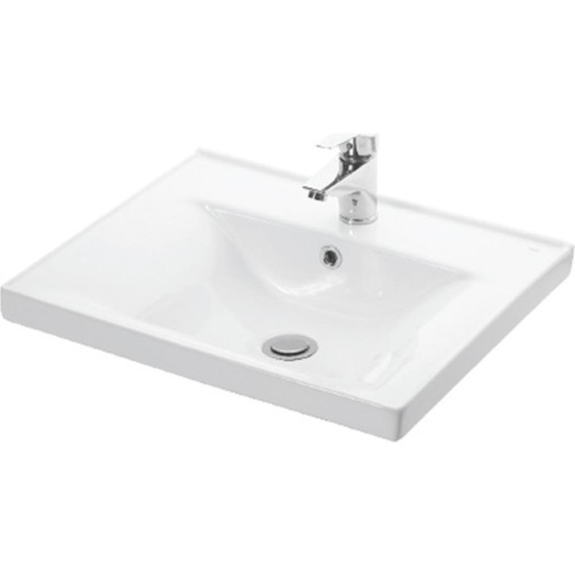 Özceden Çiğdem 55+35 cm Beyaz Mdf Seramik Lavabolu Asma Banyo Dolabı Takımı