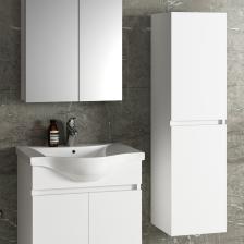 Özceden Yıldız 55+35 cm Beyaz Mdf Seramik Lavabolu Asma Banyo Dolabı Takımı