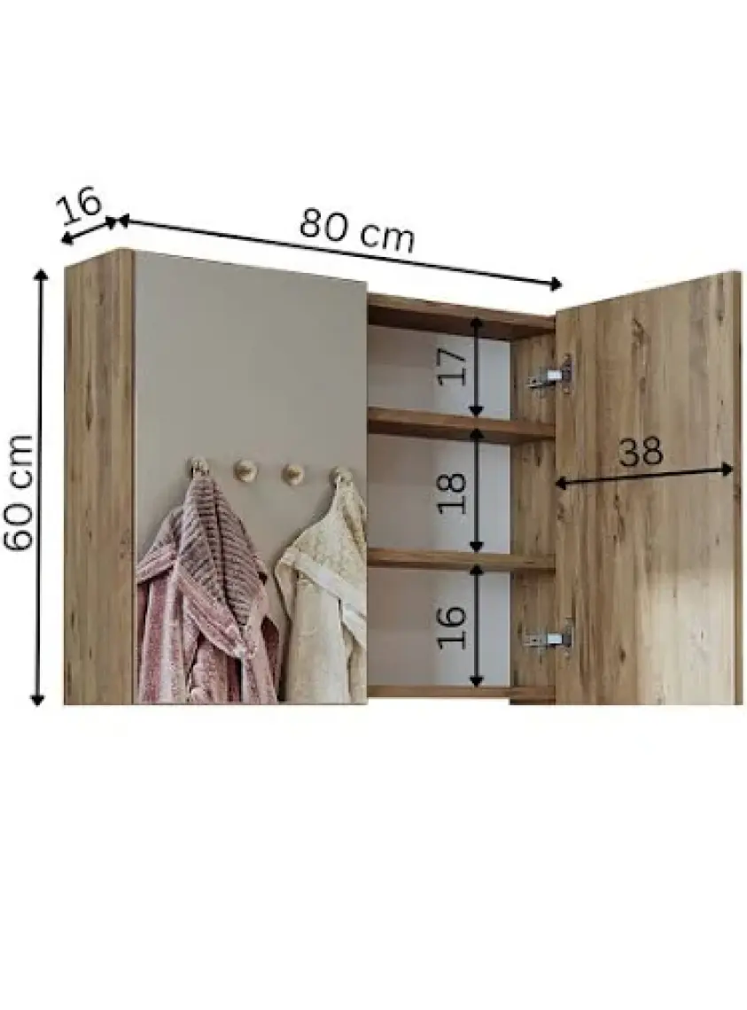 Banos Roomart 2 Kapaklı Lavabolu Beyaz Mdf 85 cm Banyo Dolabı + Aynalı Banyo Üst Dolabı + Banyo Boy Dolabı