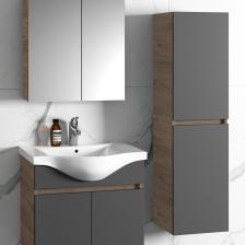 Özceden Yıldız 55+35 cm Antrasit Gri Mat-Atlantik Çam Mdf Seramik Lavabolu Asma Banyo Dolabı Takımı