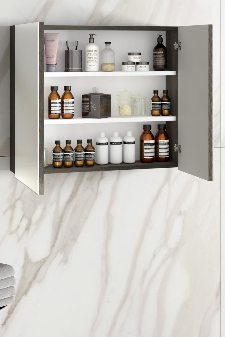 Özceden Çiğdem 65 cm Antrasit Gri Mat Mdf Seramik Lavabolu Asma Banyo Dolabı Takımı