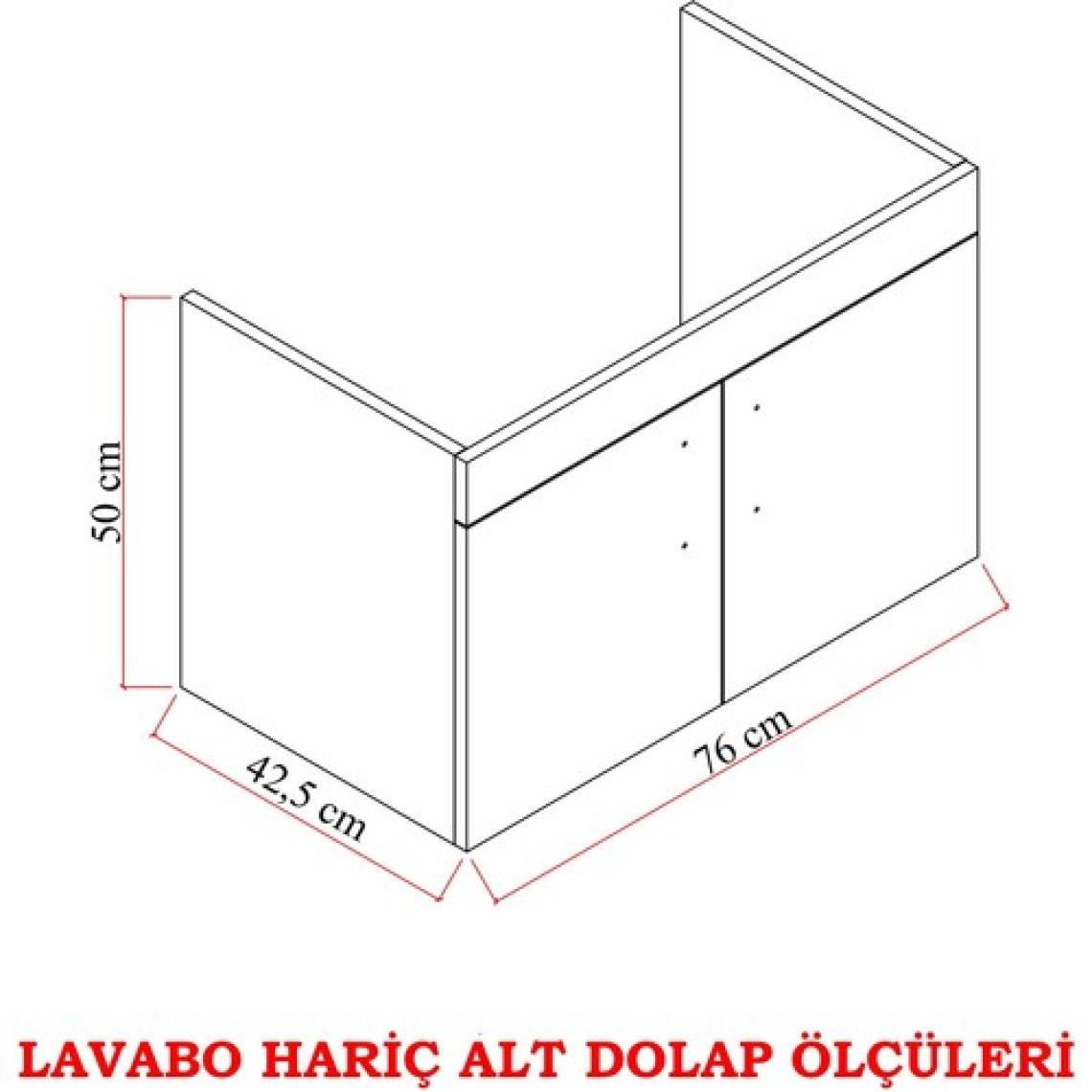 Karen Banyo Ege 80 cm Lavabolu Alt Banyo Dolabı - Kapaklı - Seramik Lavabo Dahil