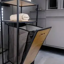 Digithome Metal Kirli Sepetli 2 Raflı Çok Amaçlı Banyo Düzenleyici Raf Organizer Siyah - MRS-003 C1-1-369