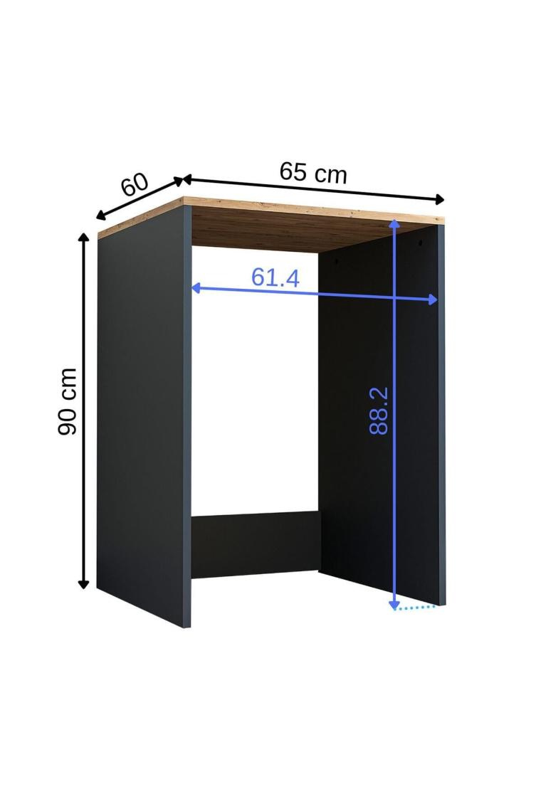 Roomart Banos Banyo Roomart Çamaşır Makınesı Kapaksız Banyo Dolabı Mat Antrasıt-Atlantık