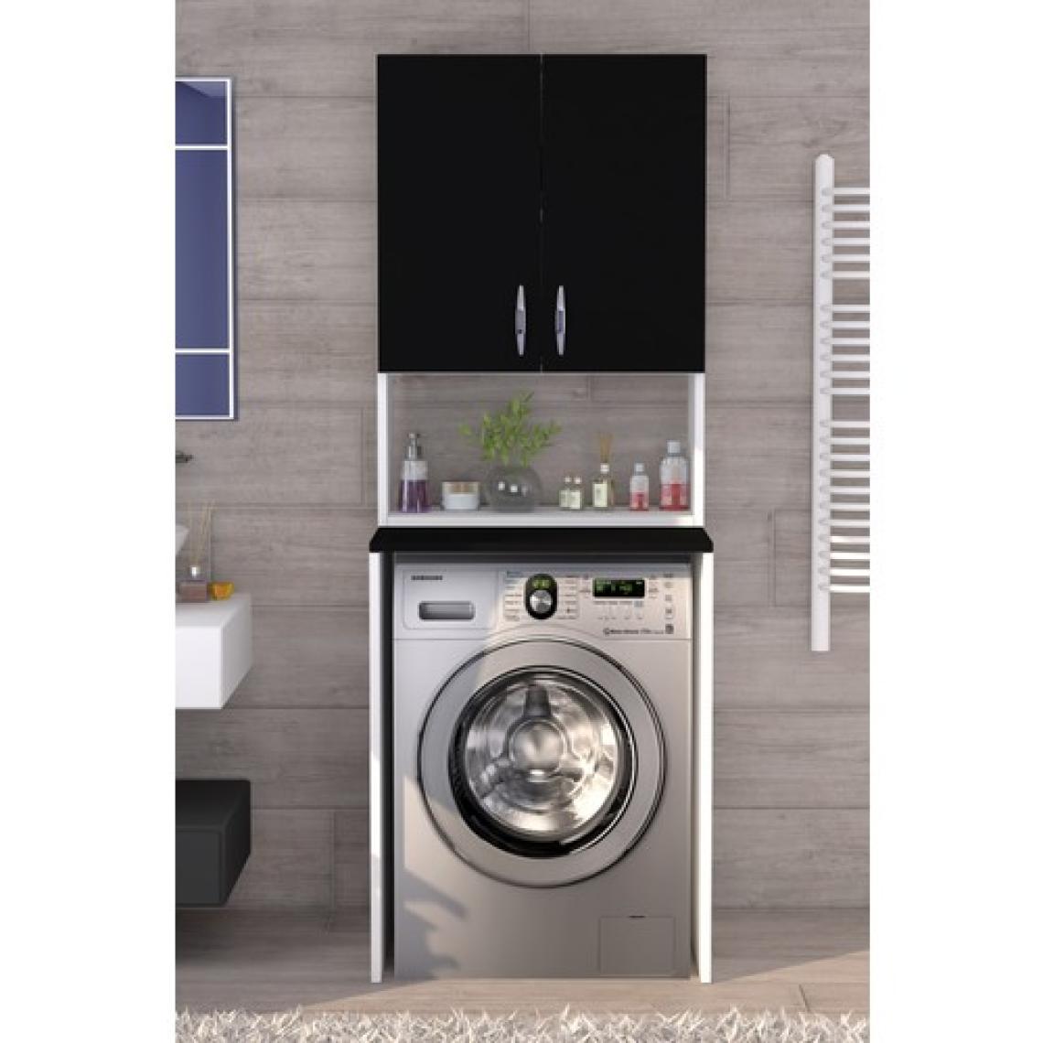 Moonlife Üst Dolaplı Çok Amaçlı Çamaşır Makinesi Dolabı Siyah