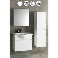 Özceden Yıldız 65+35 cm Beyaz Mdf Seramik Lavabolu Asma Banyo Dolabı Takımı