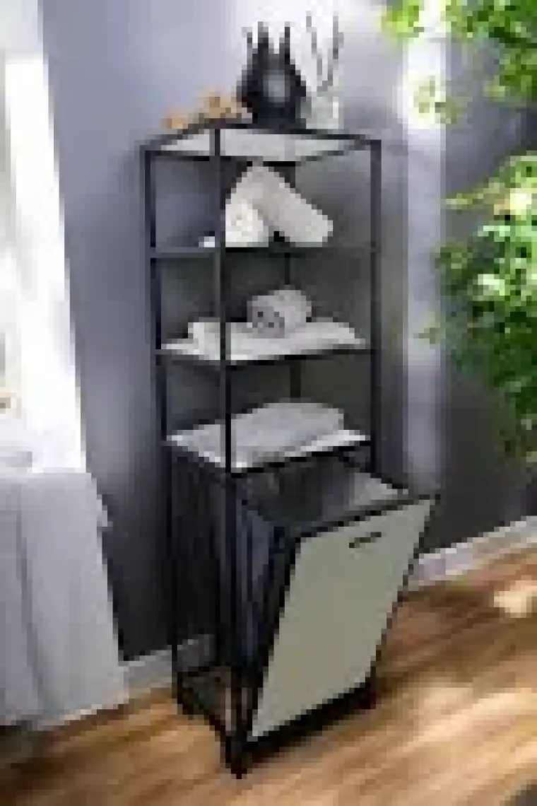 Digithome Metal Kirli Sepetli 4 Raflı Çok Amaçlı Banyo Düzenleyici Raf Organizer Siyah/beyaz – MRS-014 C1-1-369