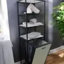 Digithome Metal Kirli Sepetli 4 Raflı Çok Amaçlı Banyo Düzenleyici Raf Organizer Siyah/beyaz – MRS-014 C1-1-369