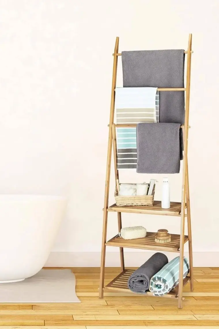 Digithome Bambu 3 Raflı Havlu Askısı Banyo Düzenleyici Havluluk Organizer DB-0006