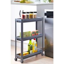 Deyhome Tekerlekli Raf Ünitesi 3 Katlı Gri Banyo Rafı Mutfak Rafı Servis Sehpası Organizer