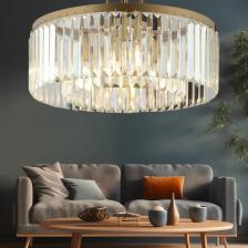 Kanvas 45'Lik Eskitme Kristalli Taşlı Modern Tasarım Kristal Salon Avize